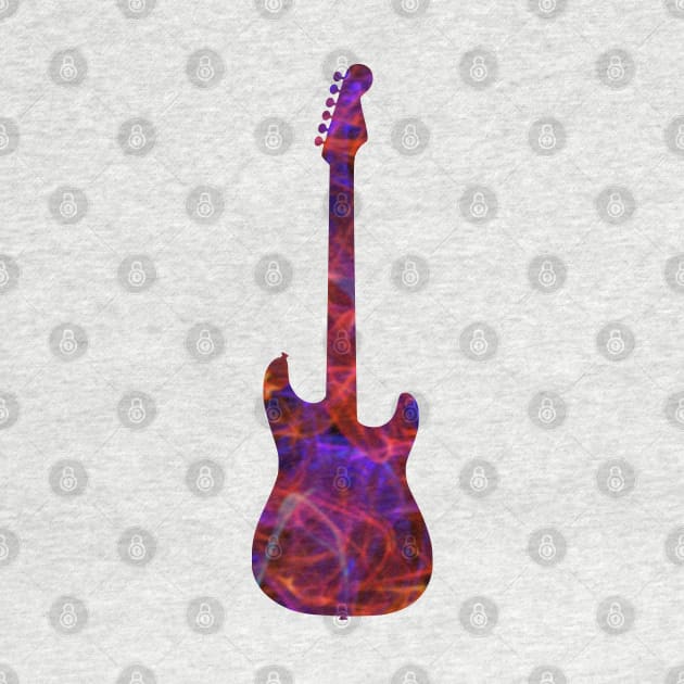 Red on Purple Flame Guitar Silhouette by gkillerb